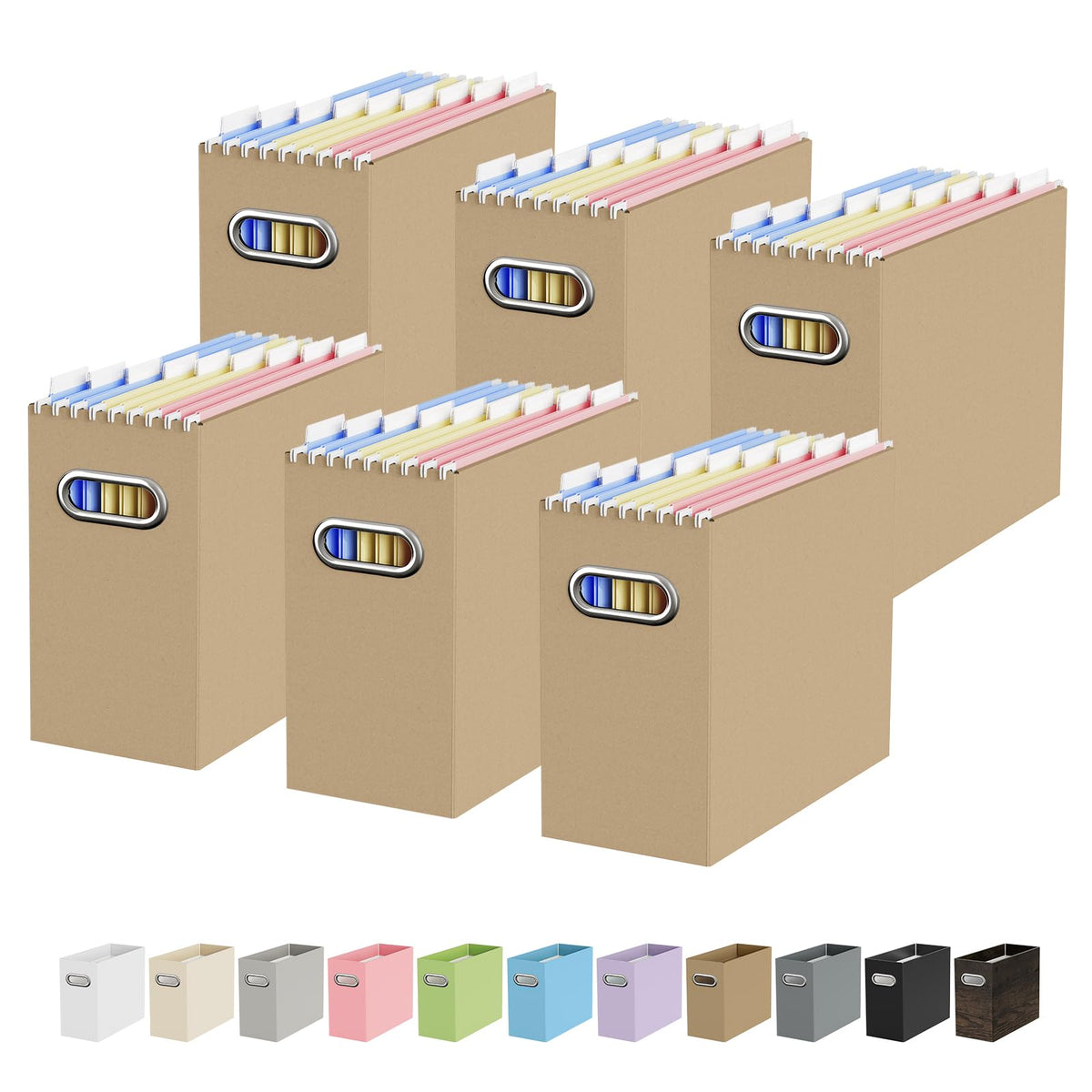 Oterri Portable Collapsible Cardboard File Box with Handle for Letter-Size