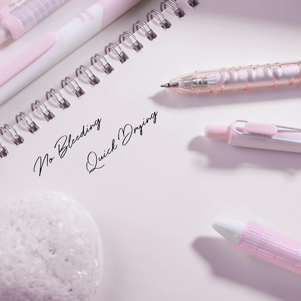 10PCs Pastel Gel Ink Pen Set,Retractable Black Ink Pens 0.5mm Fine Point