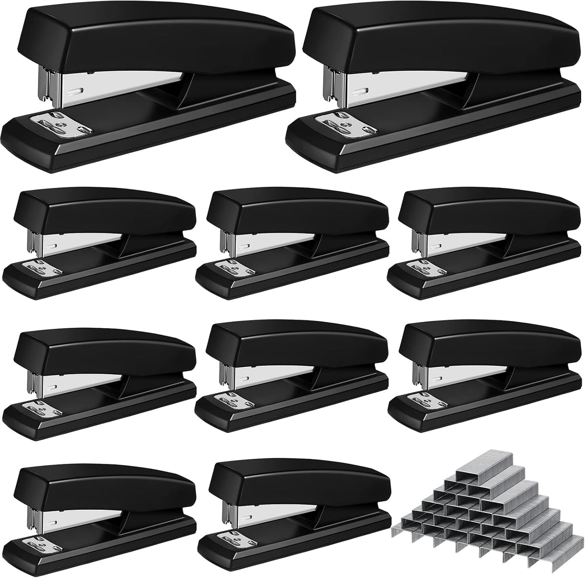 Marspark 10 Pcs Staplers Bulk Staples for Desk 25 Sheet, Black