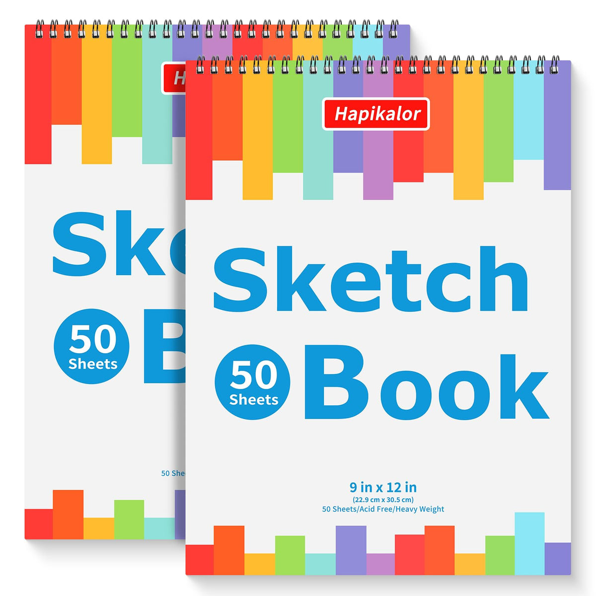 9" x 12" Sketch Book, 2-Pack 50 Sheets Spiral Bound Art Sketchbook Notebook