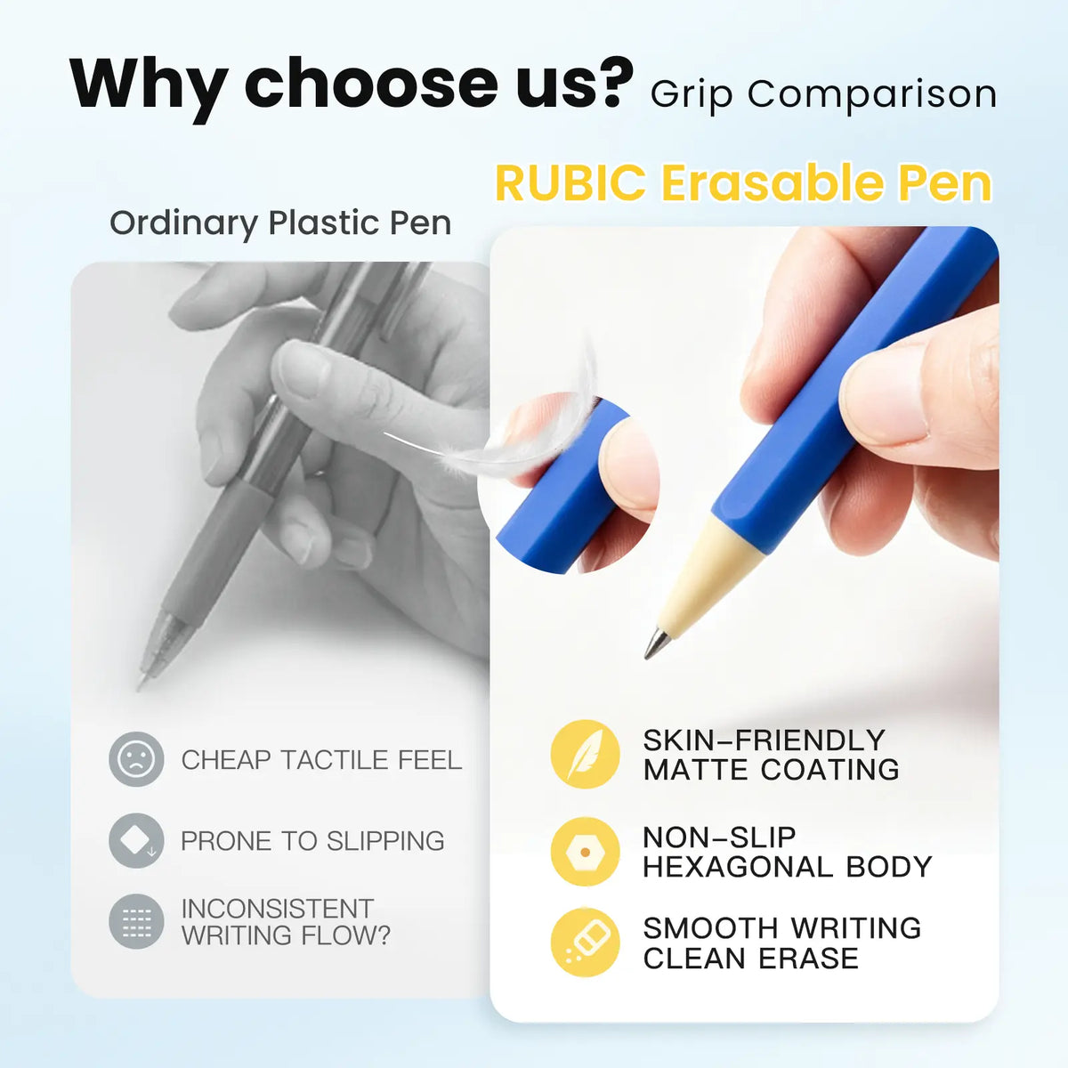 iiGEN RUBIC Erasable Gel Pen Set (6-Pack) - 0.6mm Medium Point, Smooth Quick-Dry Reusable Ink, for College Students,School Supplies College Office Stationery, Black Red Blue