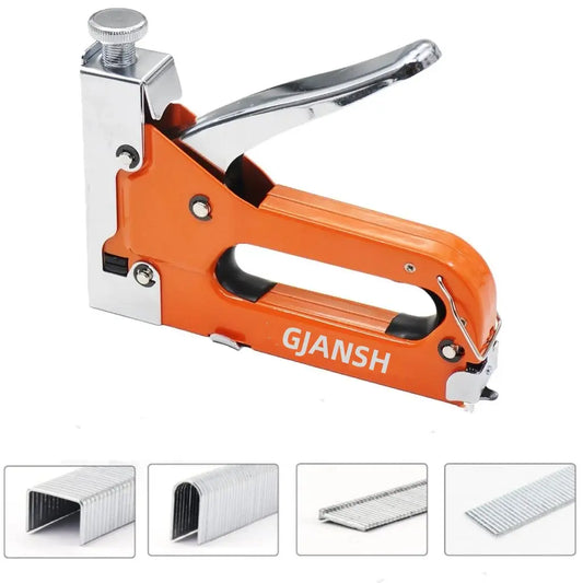 GJANSH Staple Gun Heavy Duty, 4-in-1 Stapler Gun with 800/4000 Staples, Manual Brad Nailer Power Adjustment Stapler Gun for Wood, Crafts, Carpentry, Decoration DIY toolupgrade