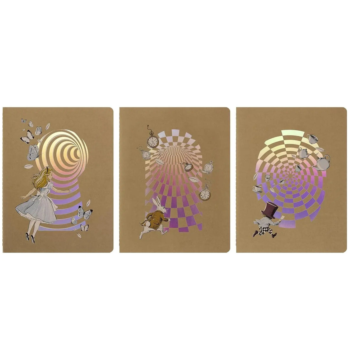 Moleskine Limited Edition Alice’s Adventures in Wonderland Notebook Journal Set (3-Pack), Classic Soft Cover, XL (7.5"x9.75"), Ruled/Lined, 120 Pages, FSC 70 g/m² Acid-Free Paper, Cahier Journals with Back Flap, Office Stationery for Everyday Notes