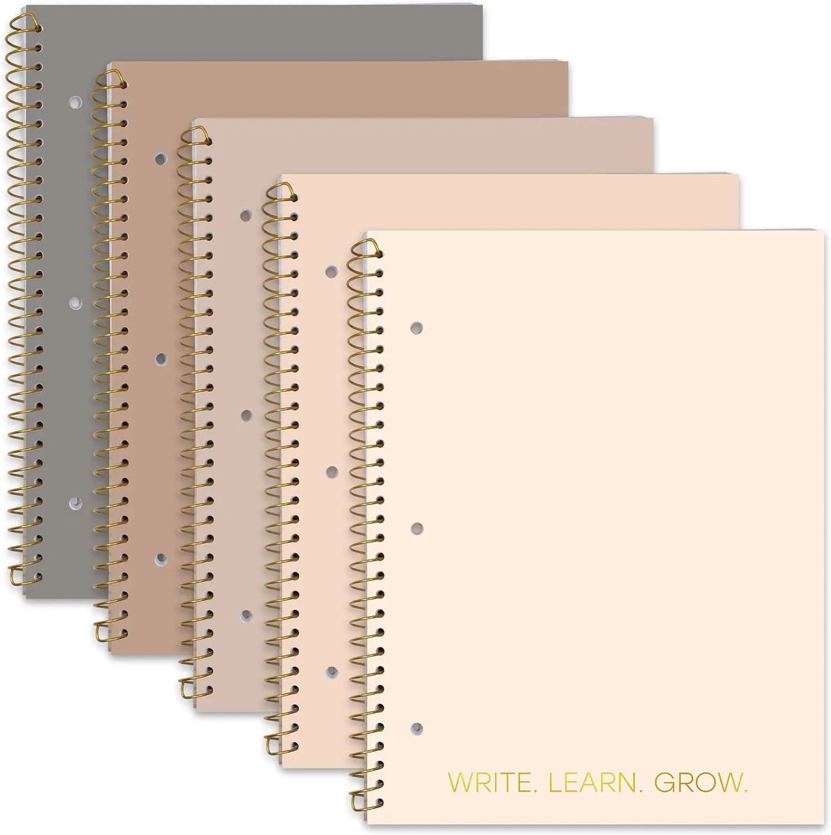 5-Pack 140 Pages Gold Foiled Spiral College Ruled Notebook Set | Gold Foiled Spiral College Ruled Notebook Set - 5 Notebooks x 140 Pages for School, College & Work