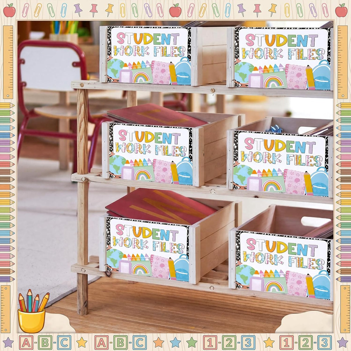 Marspark 10 Set Classroom Organization Folder Label Student Work File Label