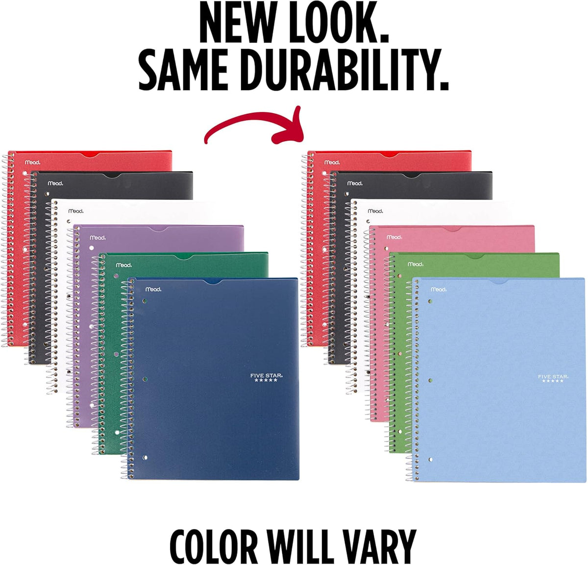 Five Star Spiral Notebook + Study App, 6 Pack, 1 Subject, College Ruled 8.5" x 11" Paper, 100 Sheets, Fights Ink Bleed, Customizable Water Resistant Cover, Assorted Colors (820045-ECM)