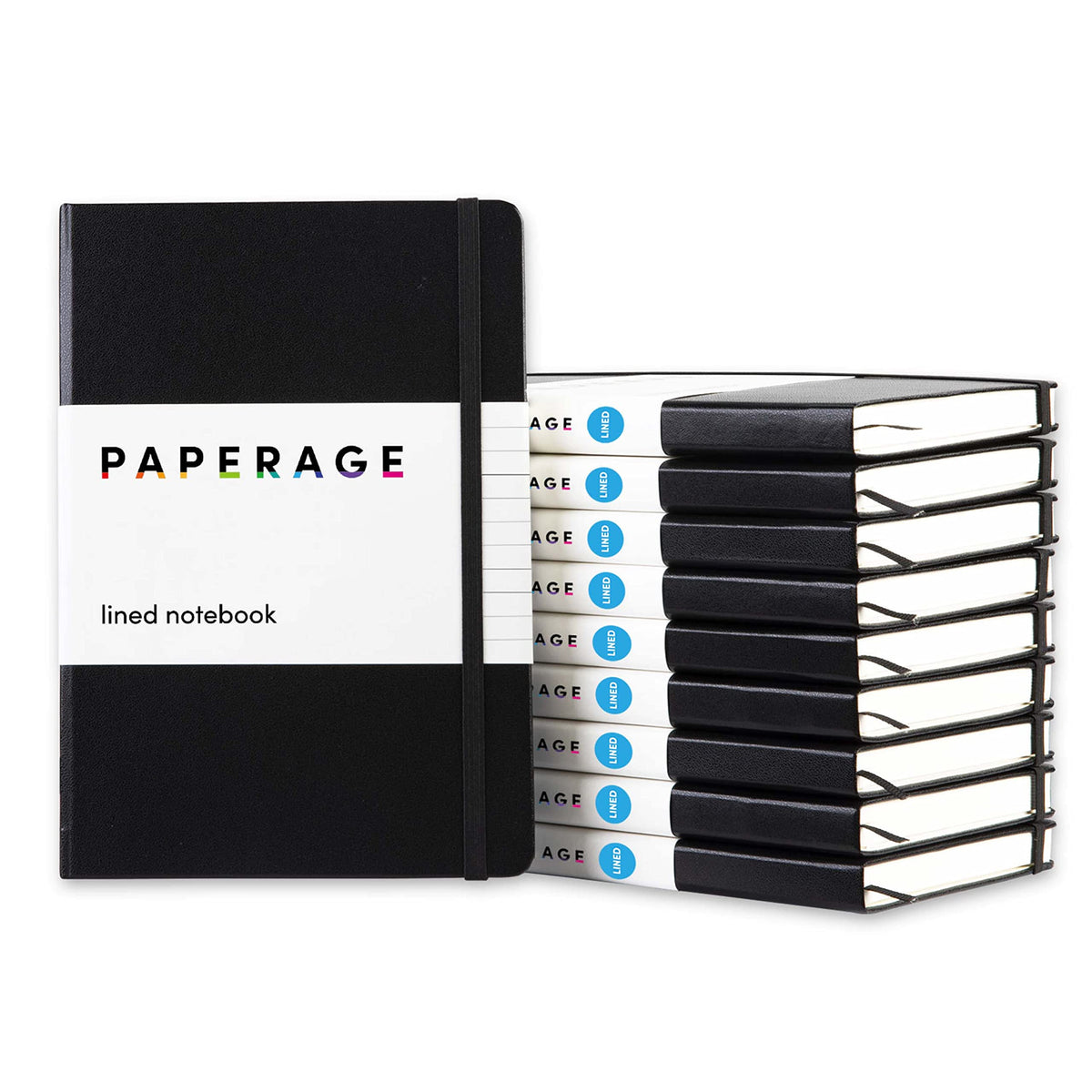 PAPERAGE Lined Journal Notebook, Hardcover Journal for Women & Men, 160 Pages, (5.6 in x 8 in), College Ruled Journaling Notebook for Work, School Supplies & Note Taking, (Black)