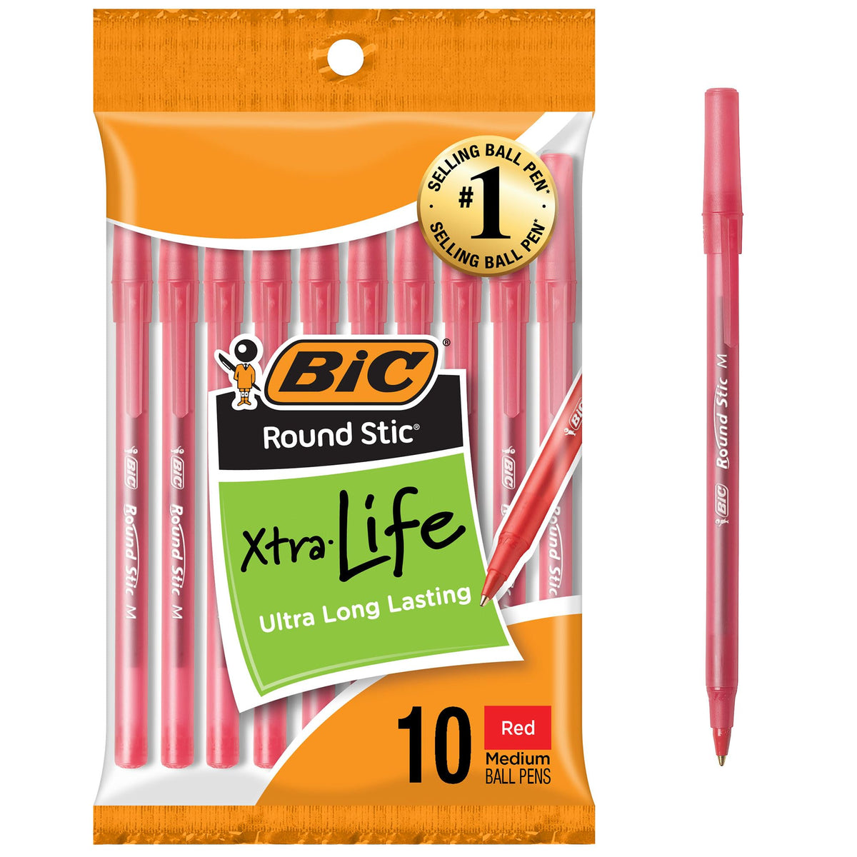 BIC Round Stic Black Ballpoint Pens, Medium Point, 1.0mm, 10-Count