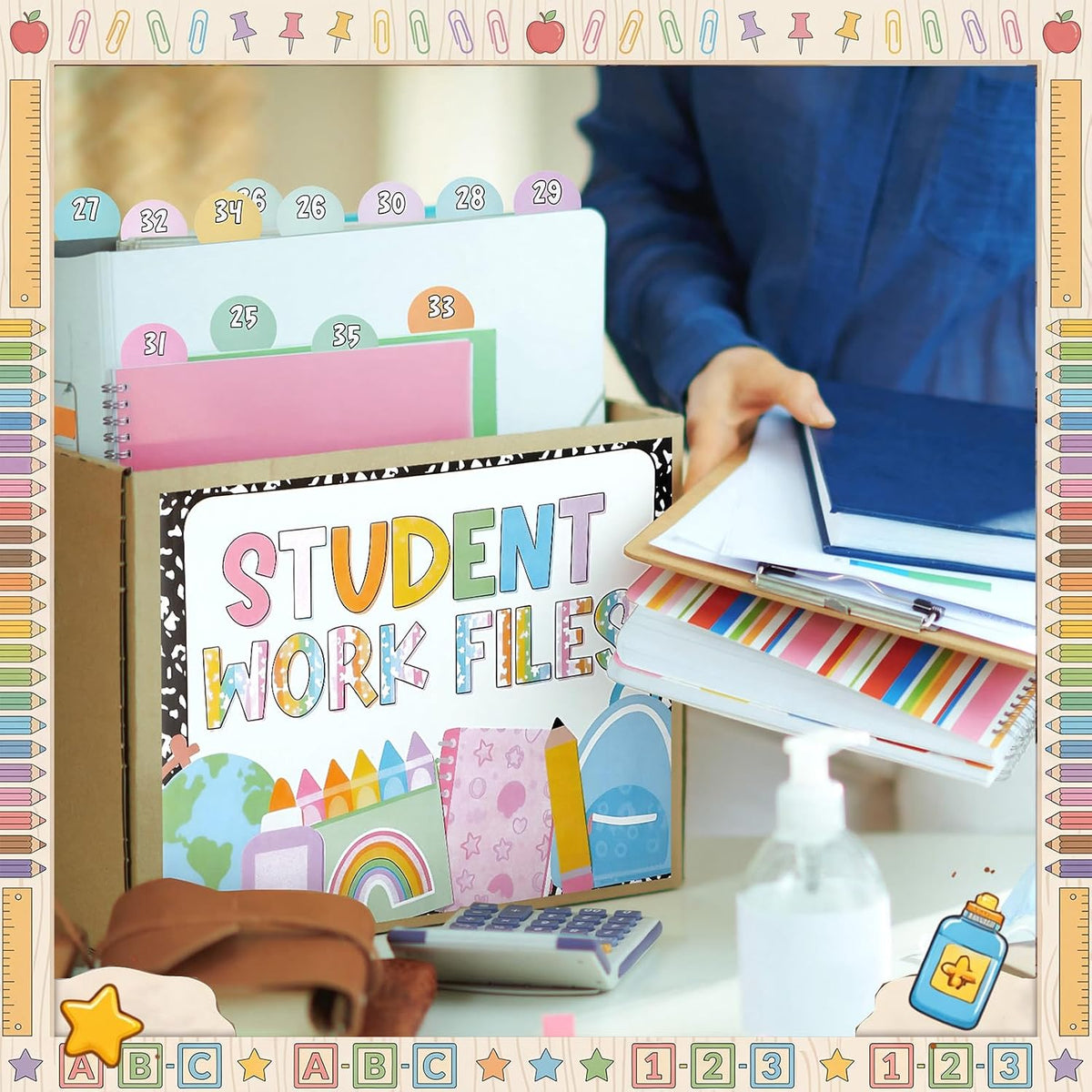 Marspark 10 Set Classroom Organization Folder Label Student Work File Label