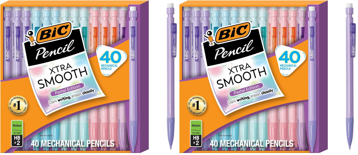 BIC Xtra Smooth Bright Edition Mechanical Pencils, 0.7 mm Medium Point, Bulk School Supplies for Students and Teachers, 40-Count Pack