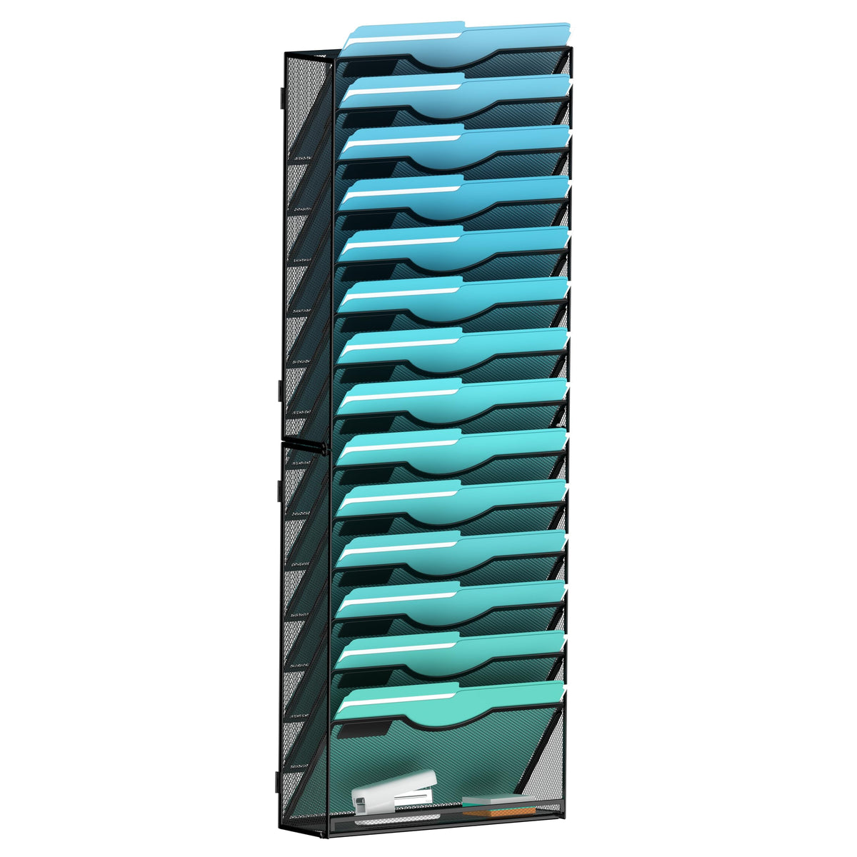 Gawerk 5 Tier Hanging Wall File Organizer, Mesh Mail Paper Orgnization Hanging File Folder Holder for Home Office, Black