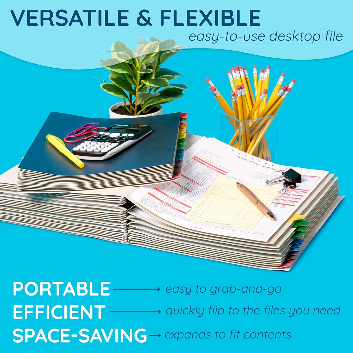 Blue Summit Supplies Expanding Desk File Sorter, Alphabetical, Letter Size