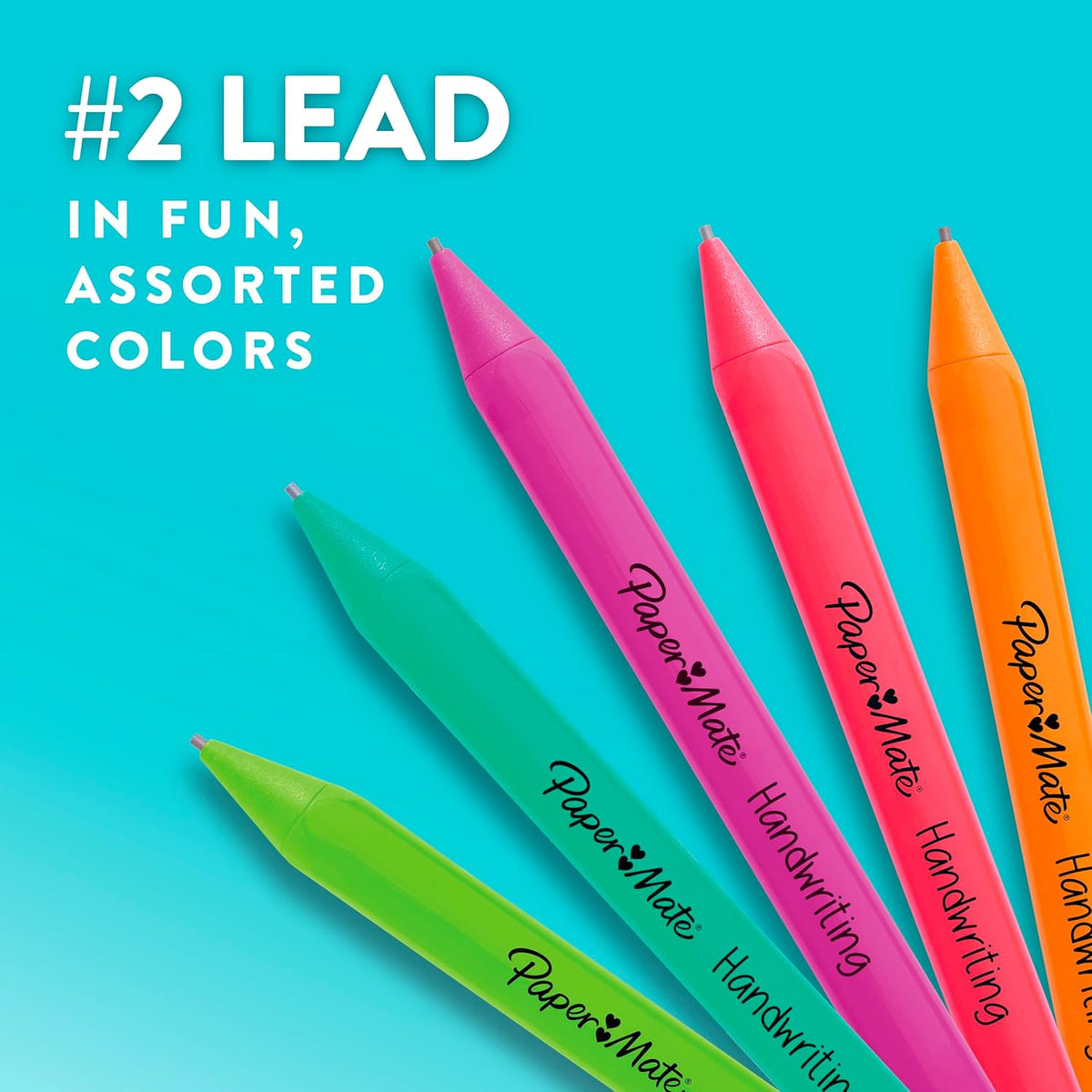 Paper Mate Handwriting Triangular Mechanical Pencils with Lead & Eraser Refills, 1.3mm, Fun Barrel Colors, 5 Count - School Supplies, Kids Writing