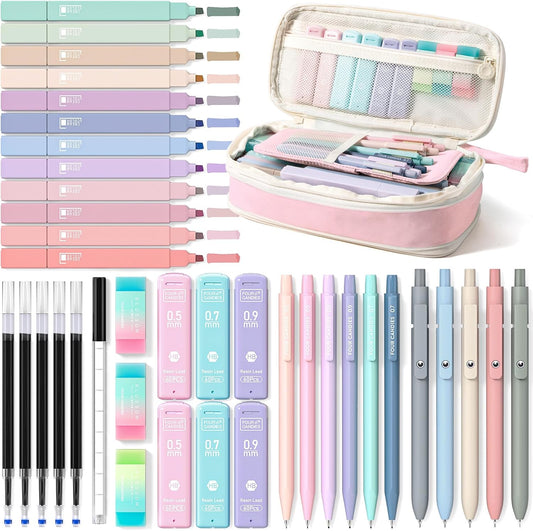 Four Candies School Supplies with Cute Pencil Case, 39ct, Pink