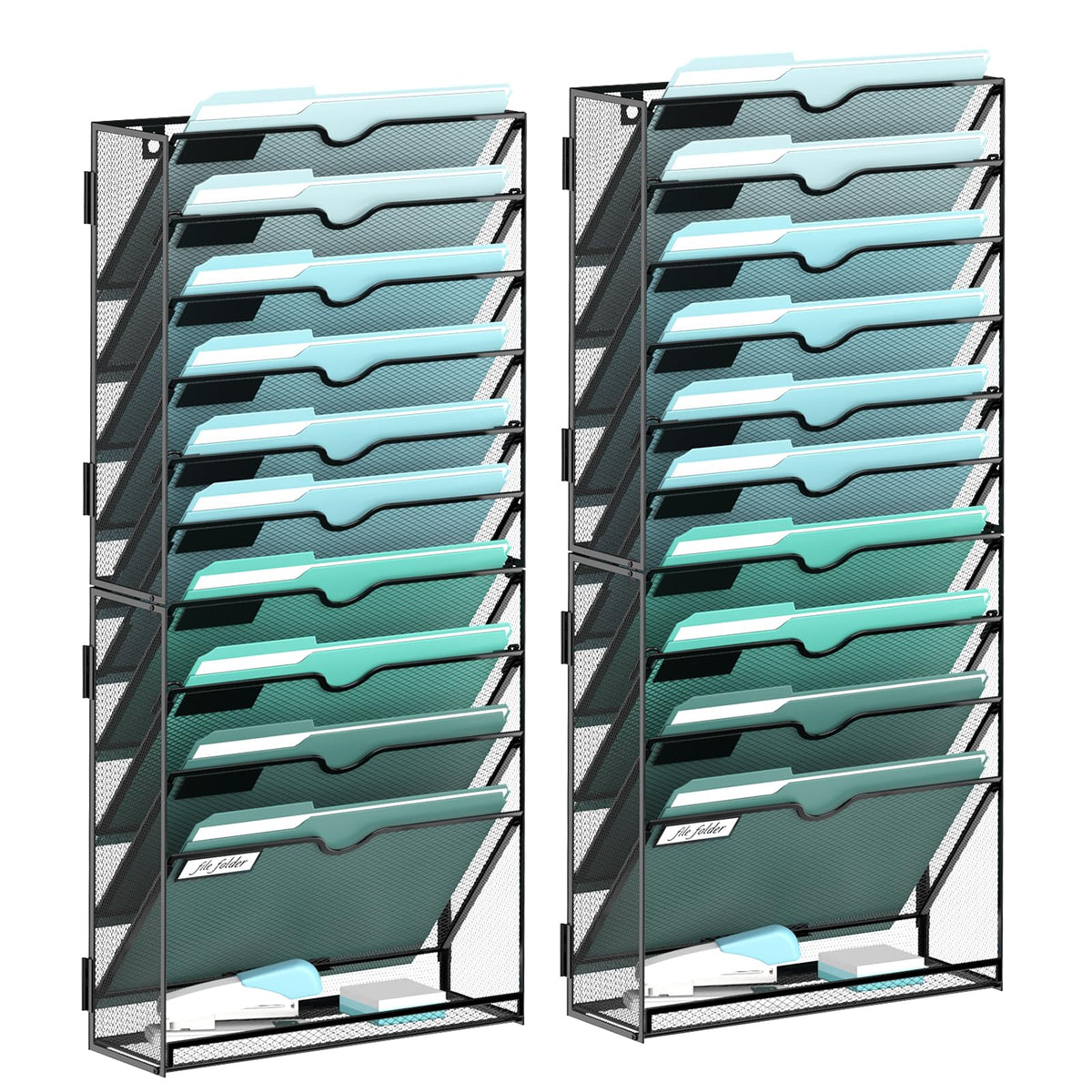 10-Tier Wall File Organizer, Hanging File Holder, Wall Mounted Mail Sorter