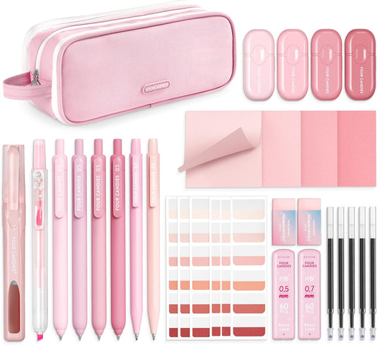 Four Candies Cute Aesthetic Pink School Supplies Kit for Girls