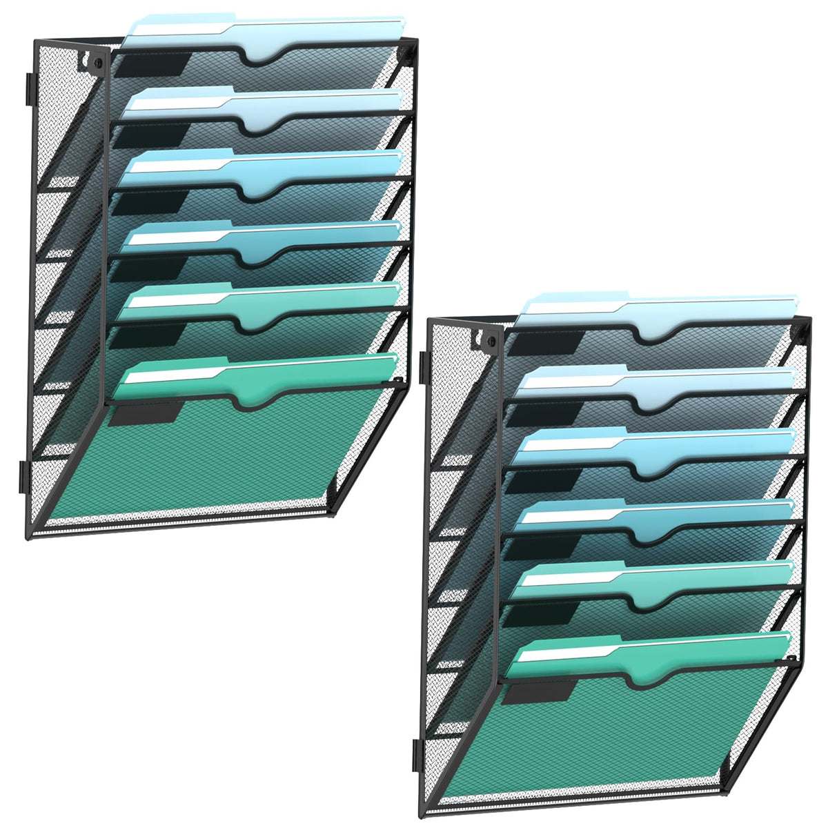 10-Tier Wall File Organizer, Hanging File Holder, Wall Mounted Mail Sorter