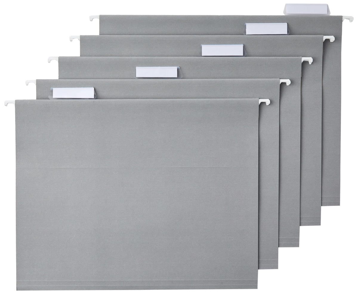Amazon Basics Hanging File Folders with Adjustable Tabs for Document Organization, Letter Size, 8.5x11 inches, Black, 25-Pack
