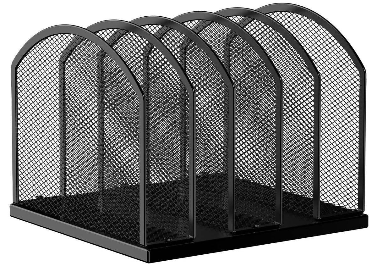 Gawerk 5-Section Vertical Desktop Organizer, 5-Section Mesh File Folder Stand Sorter for Office Home Classroom Organization