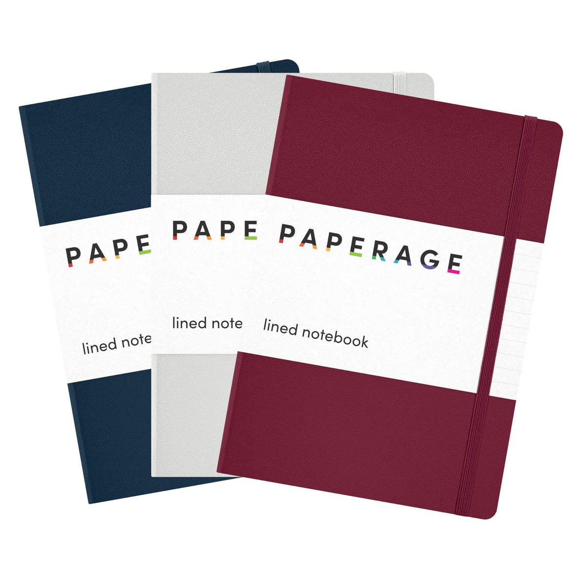 PAPERAGE Lined Journal Notebook, Hardcover Journal for Women & Men, 160 Pages, (5.6 in x 8 in), College Ruled Journaling Notebook for Work, School Supplies & Note Taking, (Black)