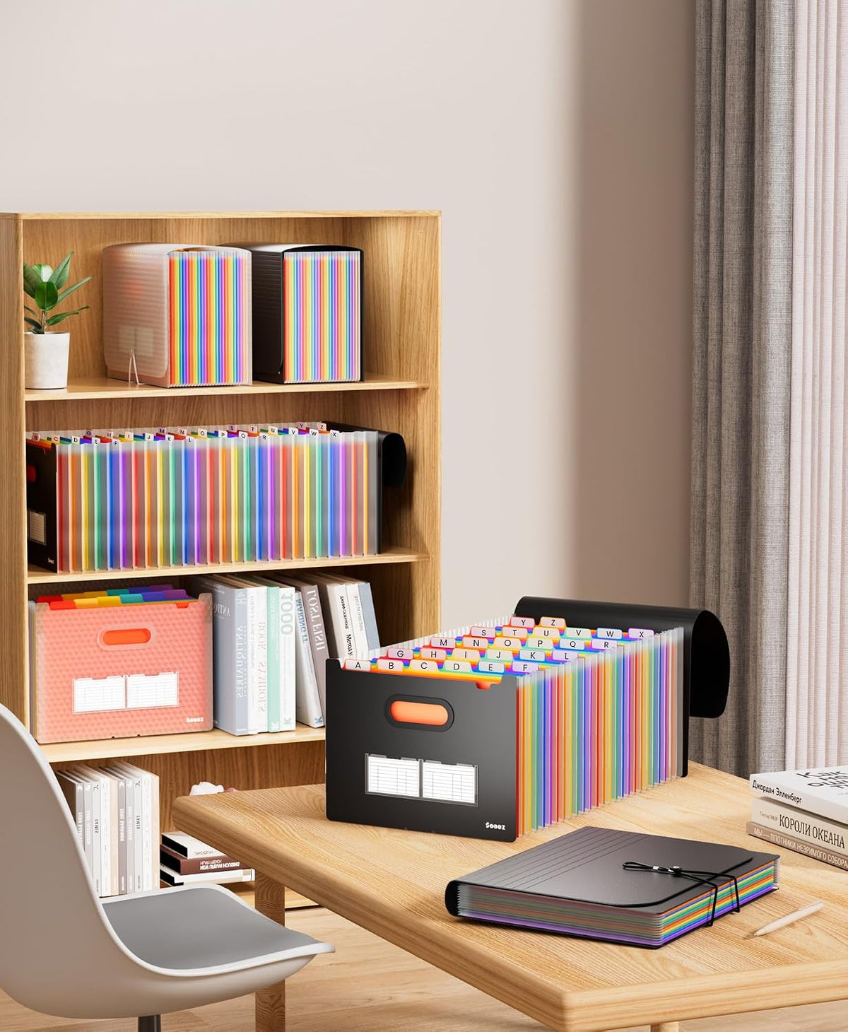 Sooez Accordion File Organizer, 26-Pocket Expanding File Folder Letter Size
