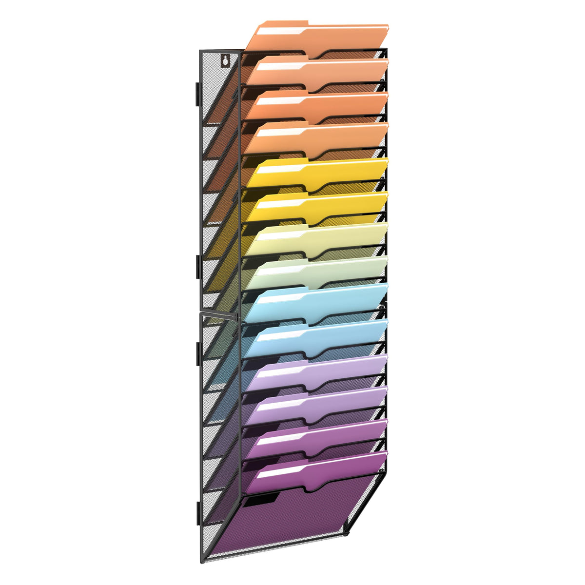 SUPEASY 16-Tier Hanging Wall File Holder Organizer for Papers, Folders, Files Clipboard & Magazine Organization Great for Office Home, Assembly Needed, Black