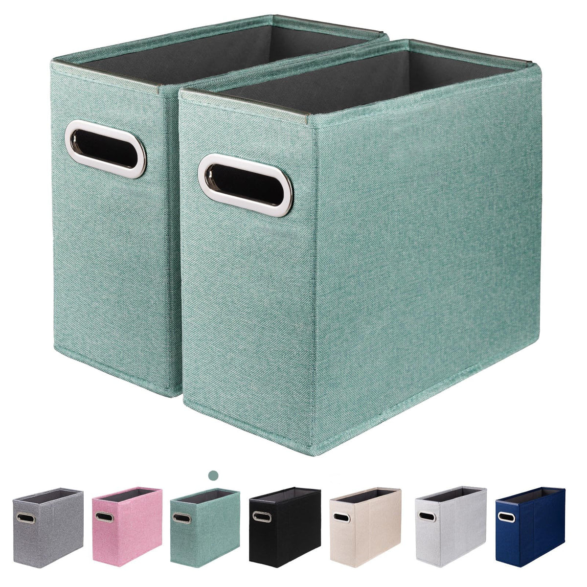 4 Packs Letter Size File Organizer, File Folders Organizer, Fabric Storage Box, Collapsible Paper Organizer with Metal Handle, Smooth PVC Rails, Only Box (Beige)