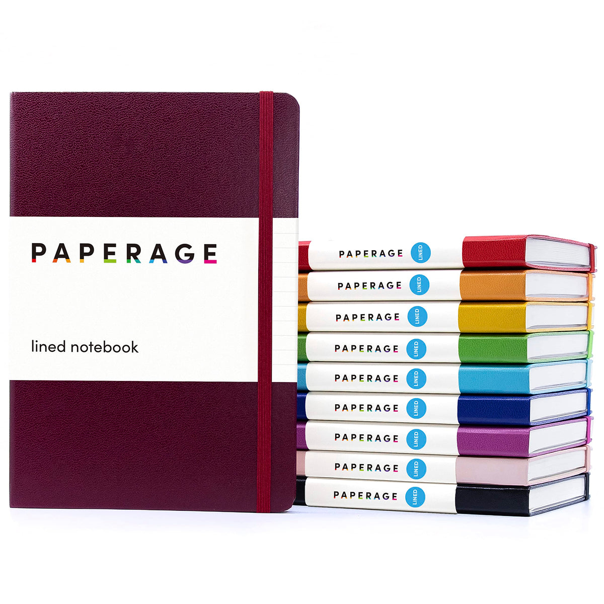 PAPERAGE Lined Journal Notebook, Hardcover Journal for Women & Men, 160 Pages, (5.6 in x 8 in), College Ruled Journaling Notebook for Work, School Supplies & Note Taking, (Black)