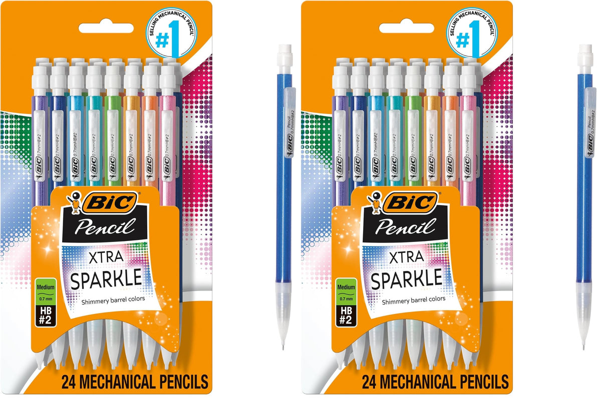 BIC Xtra-Smooth Pastel Mechanical Pencils, Medium Point, 0.7mm, 24-Count