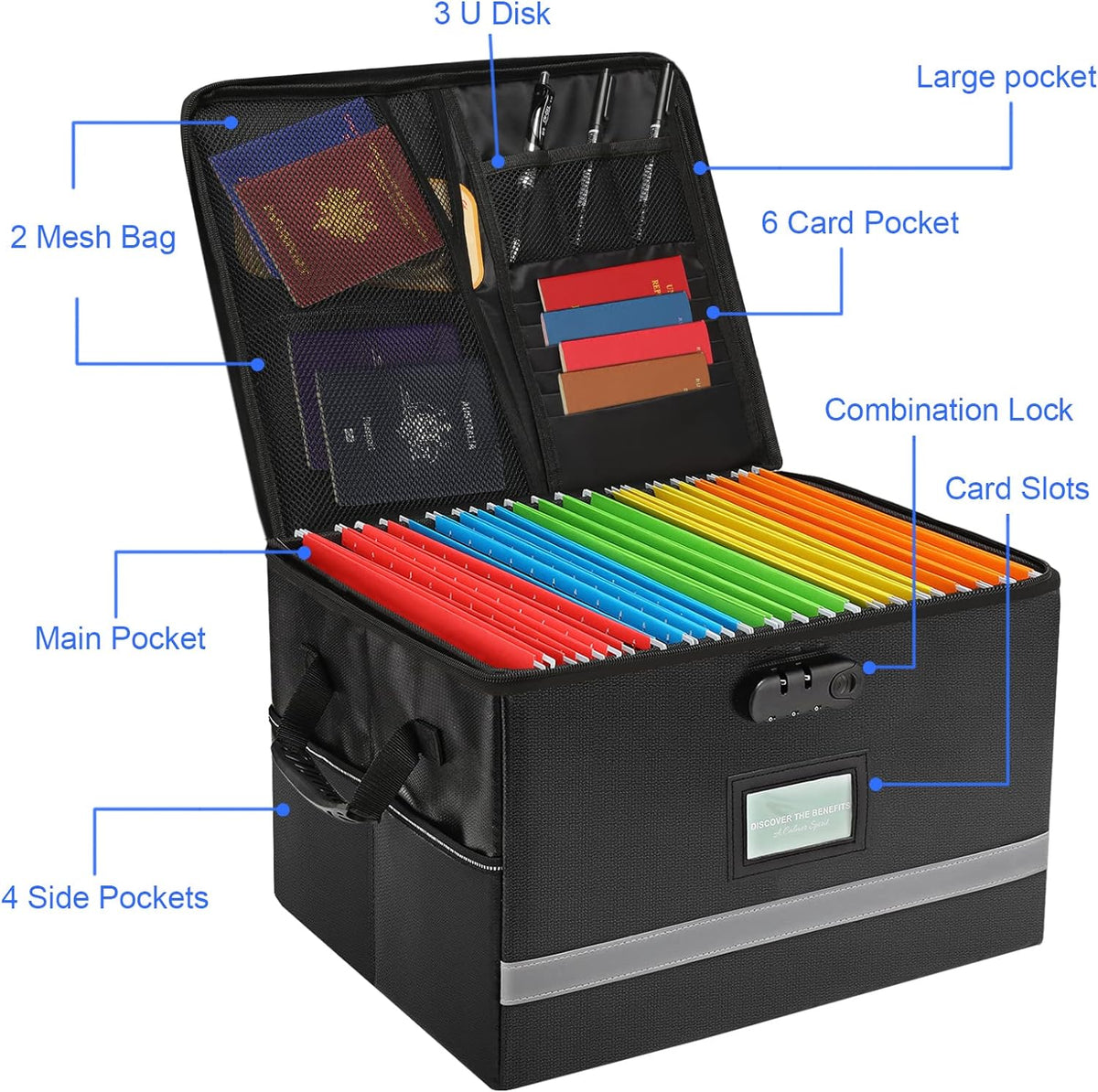 EXLIFBAG Fireproof File Organizer with Lock, 1 Layer