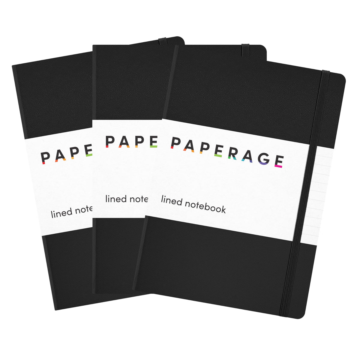 PAPERAGE Lined Journal Notebook, Hardcover Journal for Women & Men, 160 Pages, (5.6 in x 8 in), College Ruled Journaling Notebook for Work, School Supplies & Note Taking, (Black)