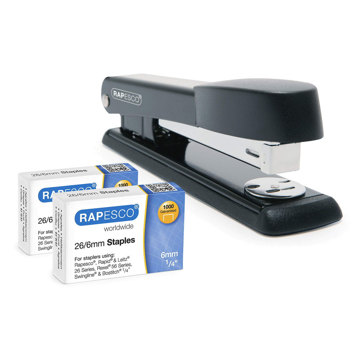 Rapesco 1756 Business Pack, 4 ECO Staplers, 20 Sheet Capacity, Black
