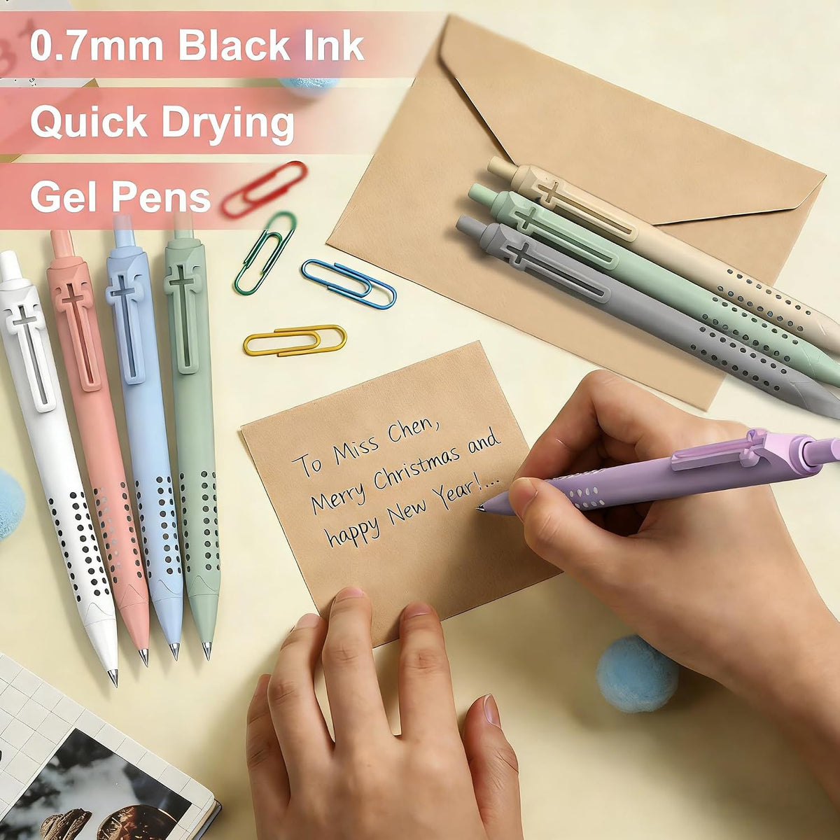 6 Pack Bible Journaling Gel Pens, 0.7mm Black Ink Retractable