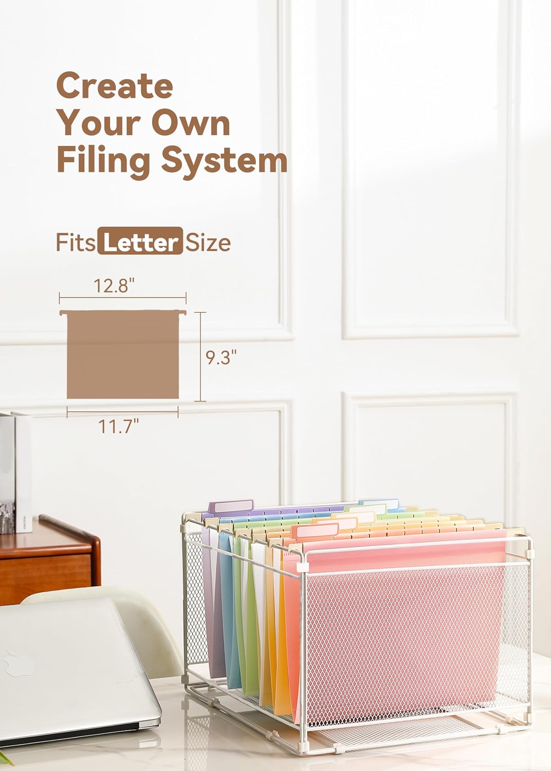 SortRax Plastic Hanging File Folders, Letter Size, Tear-Resistant, Pastel
