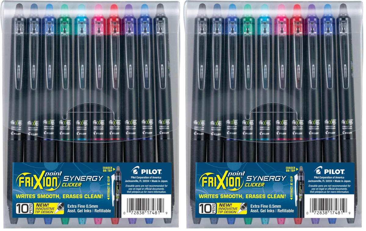 PILOT FriXion Synergy Clicker Erasable Pens, Pack of 7, Assorted Colors