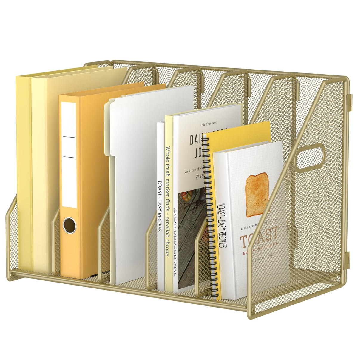 MINDEPOT Desk File Organizer Folder Holder with 5 Vertical for Office Black