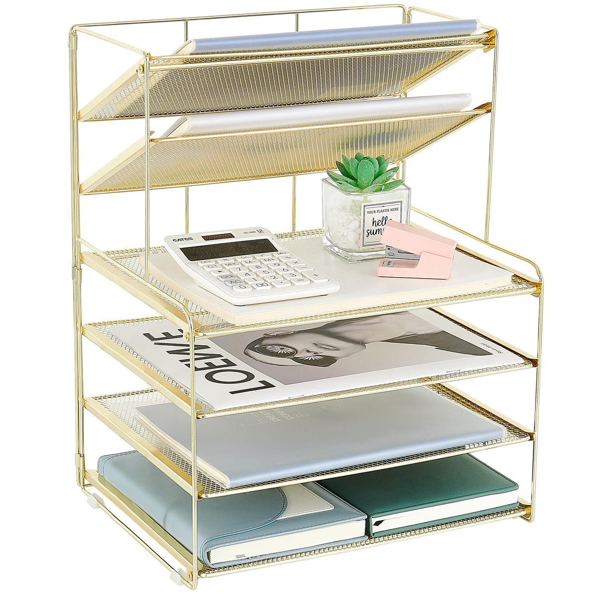 OPNICE Desk Organizer, 5-Tier Paper Organizer Letter Tray, Black