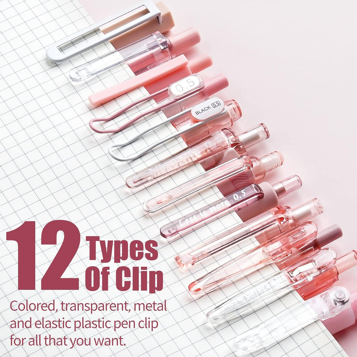 Four Candies Rose Gel Pens, Pink & Black Ink, 0.5mm, 12 Count