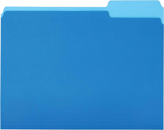 Amazon Basics File Folders for Organization, Letter Size, 1/3 Cut Tab, Sturdy with Tabs for Organizing and Filing, Blue, 36-Pack