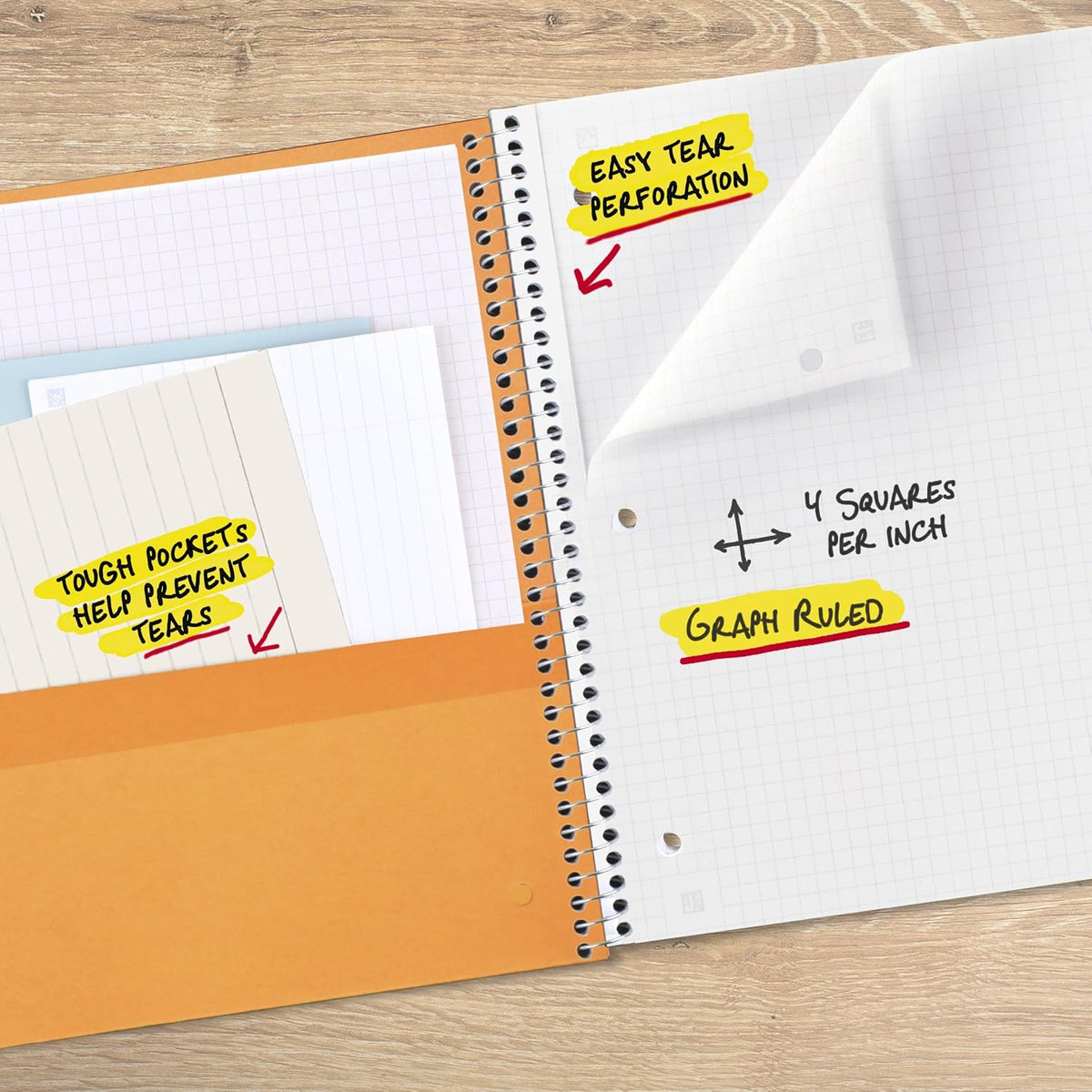 Five Star Spiral Notebook + Study App, 1 Subject, Graph Ruled Paper, 8-1/2" x 11", 100 Sheets, Fights Ink Bleed, Water Resistant Cover, Black (73679)
