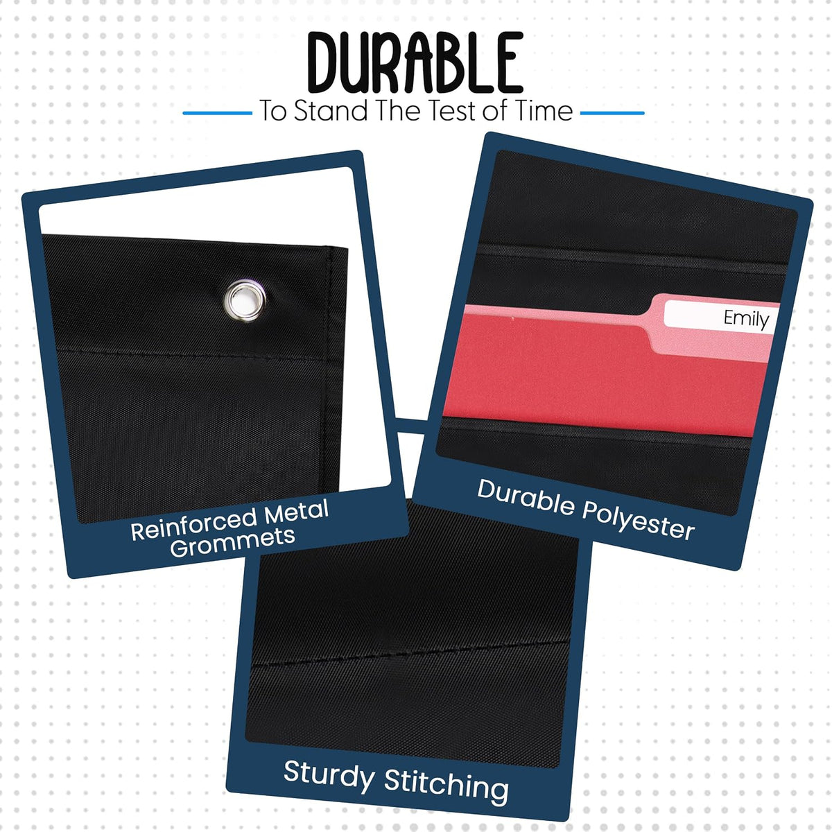 Essex Wares- 10 Pocket File Folder Pocket Chart, Black, 14" Wide x 47" Tall