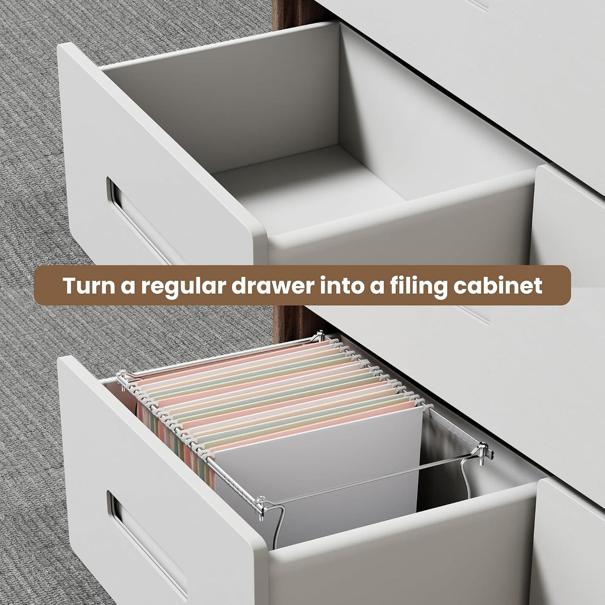 SUNEE Hanging File Folder Frame, Letter Size File Drawer Organizer for Desks, Adjustable File Cabinet Rails 13.5 to 17.5 Inches, Set of 1