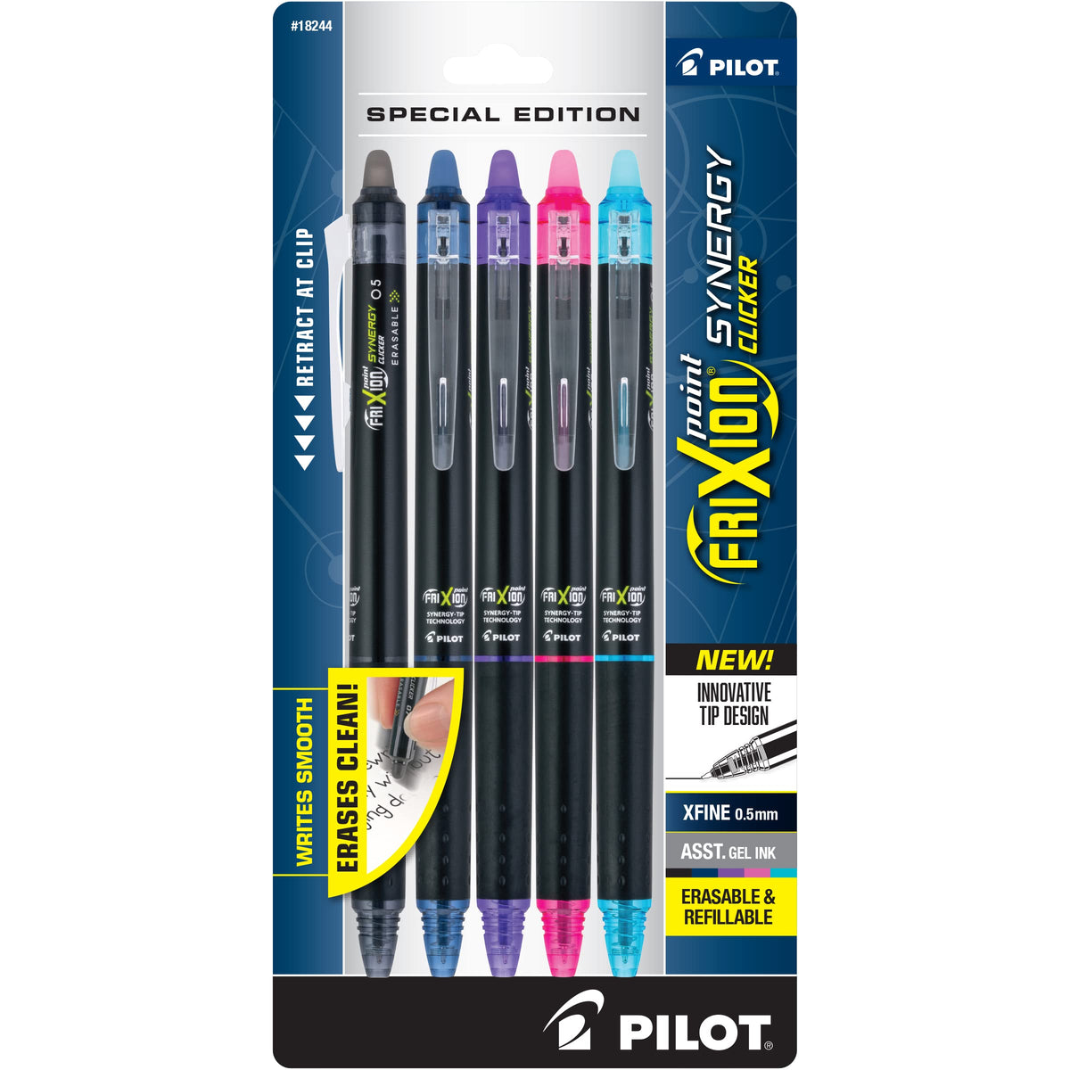 PILOT FriXion Synergy Clicker Erasable Pens, Pack of 7, Assorted Colors