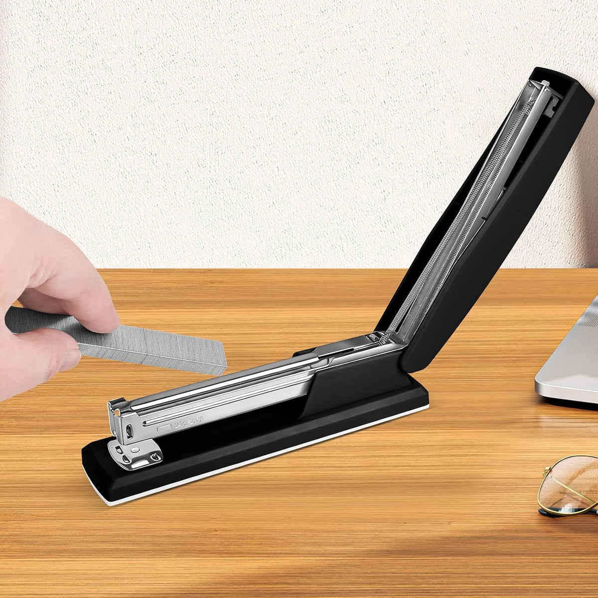 Stapler with 5000 Staples - 25 Sheet Capacity, Staplers for Desk, Black