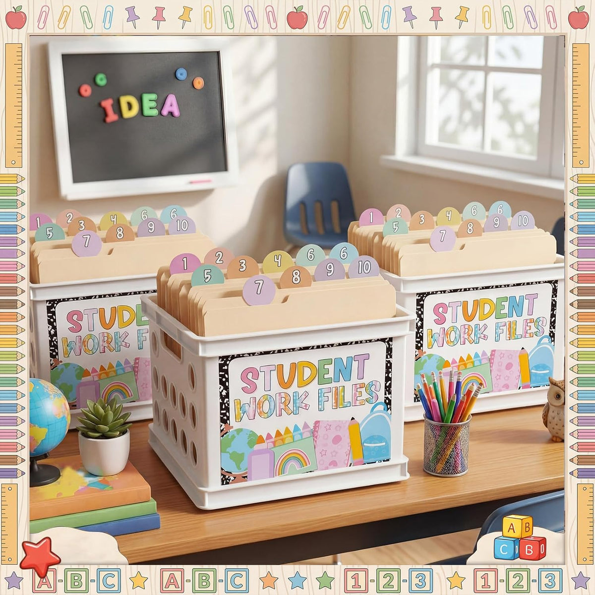 Marspark 10 Set Classroom Organization Folder Label Student Work File Label