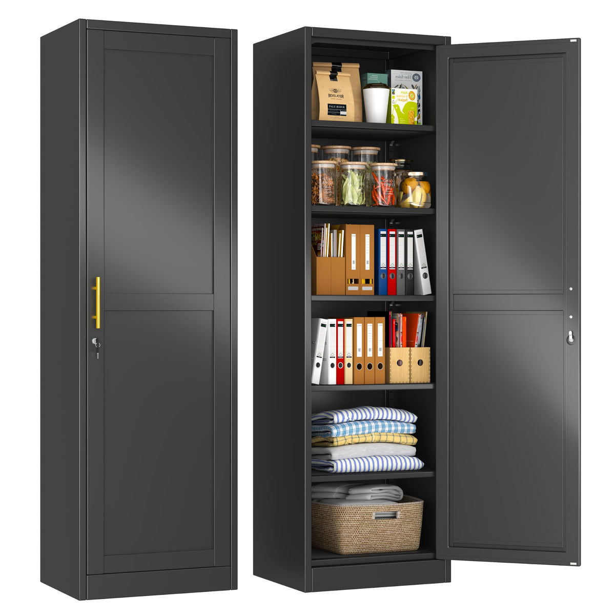 2 Drawer Metal File Cabinet with Lock,Lateral Filing Storage Cabinets,Steel Wide File Organization for Legal/Letter/A4/F4 Size with Hanging Files&Key,Lockable Printer Stand for Home Office, Black