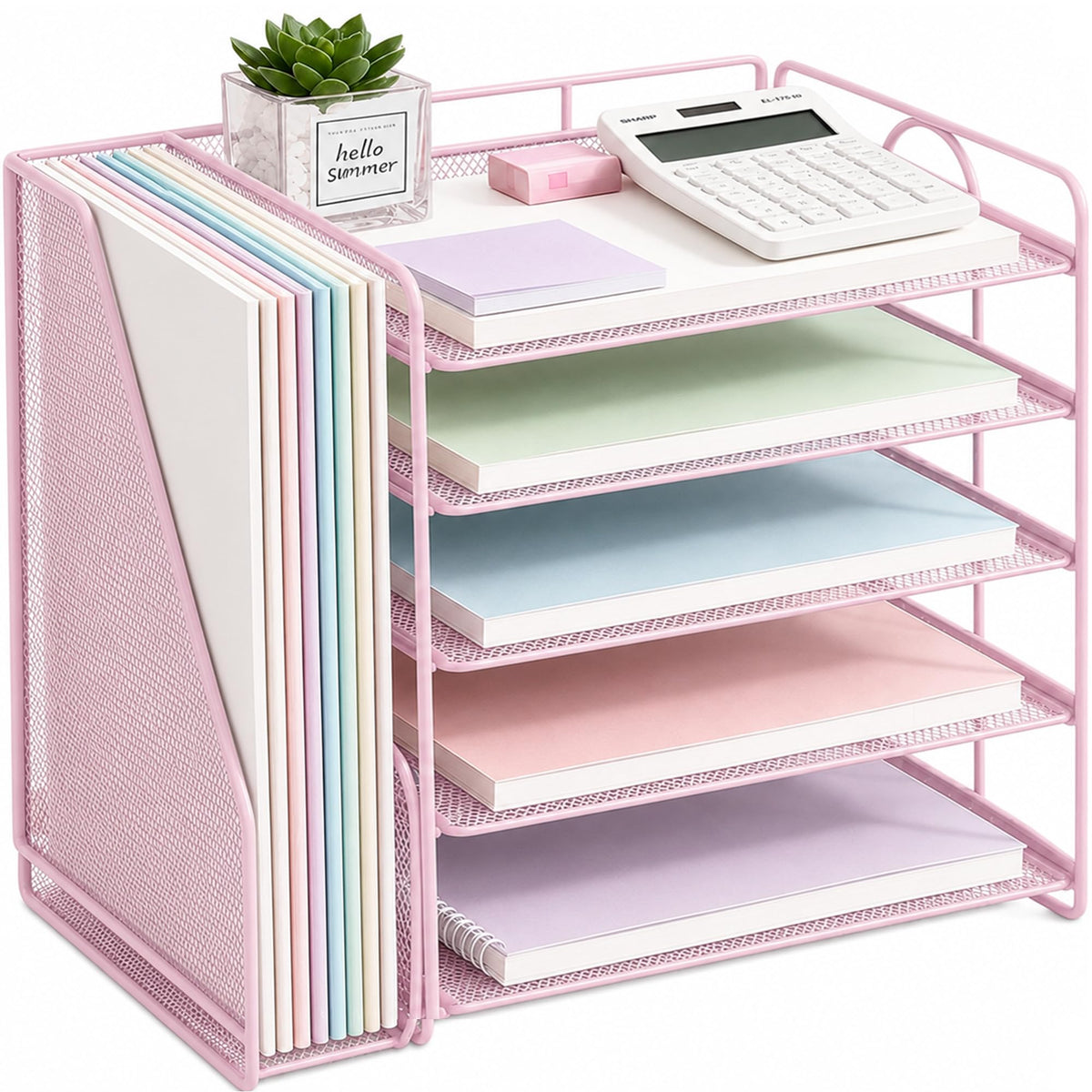 OPNICE Desk Organizer, 5-Tier Paper Organizer Letter Tray, Black