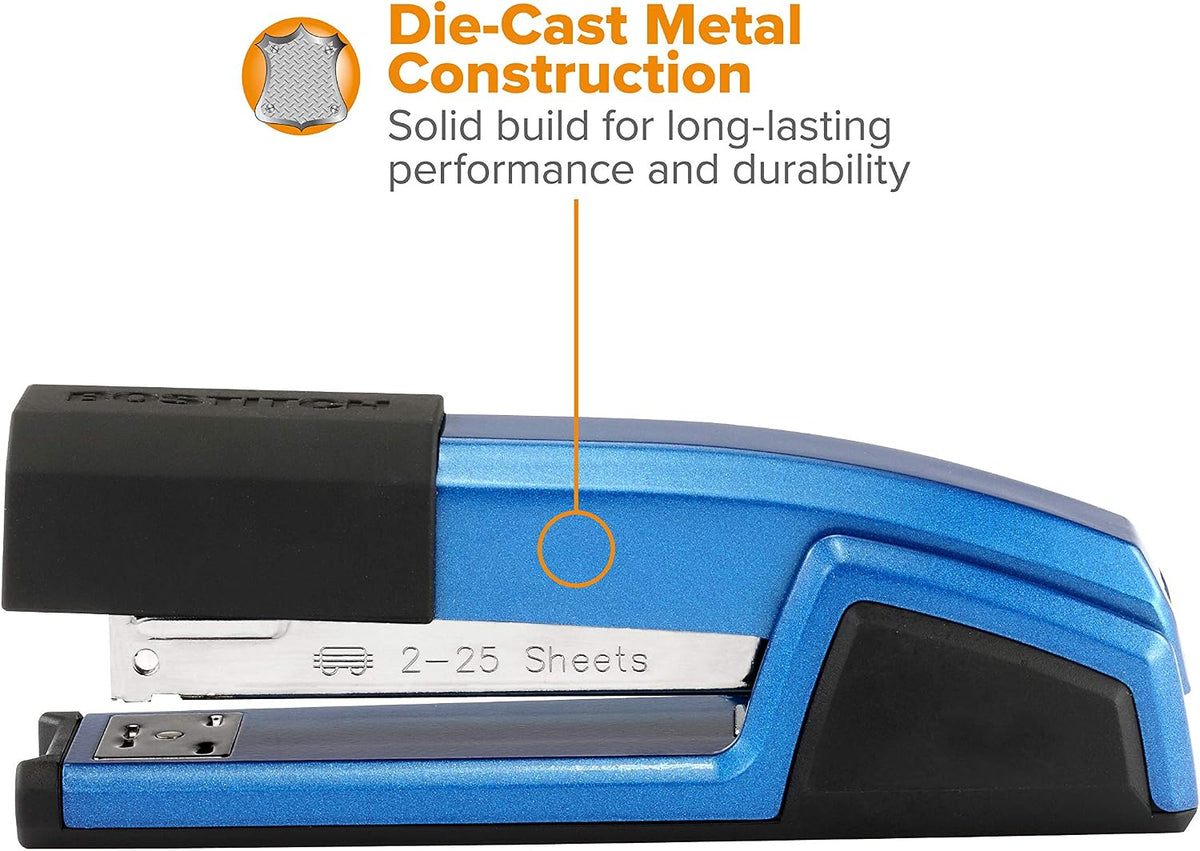 Bostitch Office Epic Metal 3 in 1 Stapler, 25 Sheet Capacity, Includes 210 Staples in Staple Storage Compartment & Integrated Remover,
