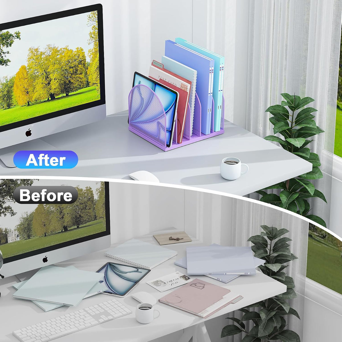 gianotter Desktop File Organizer with 5 Compartments