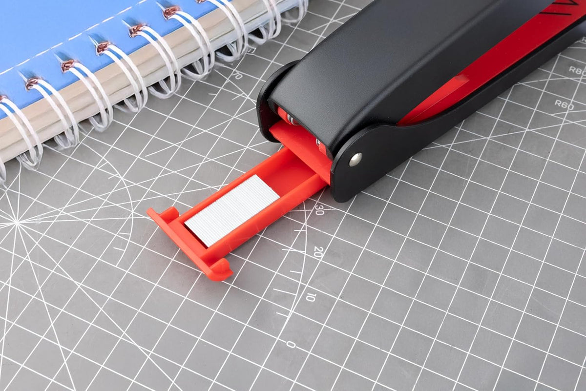 Arrow Desk Stapler with Staples, 25-Sheets Capacity Office Stapler with Anti-Slip Base, Built-in Staple Storage, Full Strip, for Office Home School Use